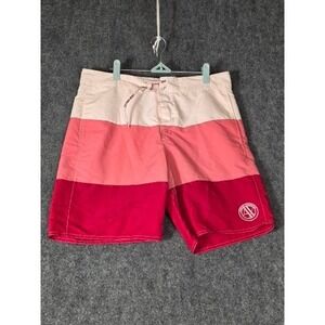 Armani Exchange‎ Mens Pink Colorblock Board Shorts Swim Trunks Logo Size 34